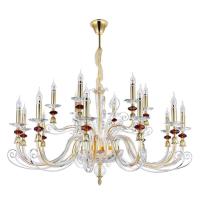 Подвесная люстра Crystal lux CATARINA SP12+6 V2 GOLD/TRANSPARENT-COGNAC