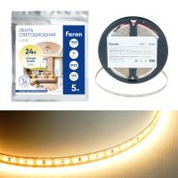 Светодиодная лента 24V Feron LS506, 120*SMD2835, 11W/m, IP20, 3000К (белый теплый) 53057