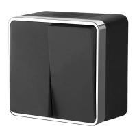 Выключатель двухклавишный влагозащищенный Gallant (черный/хром) W5020235 Werkel