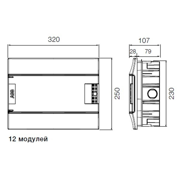 Бокс ABB Mistral41 встраиваемый 12М (1x12) белая дверь с винтовым клеммным блоком