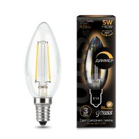 Лампа светодиодная диммируемая Gauss филаментная E14 5W 2700К прозрачная 103801105-D