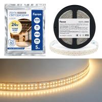 Светодиодная лента двухрядная Feron LS509 288SMD(2835)/м 30Вт/м 24V 3000К IP20 53475