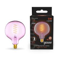 Лампа светодиодная диммируемая филаментная Gauss E27 5W 1800K шар розовый 1011802105