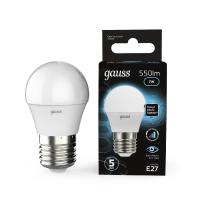 Лампа светодиодная диммируемая Gauss E27 7W 4100K матовая 105102207-S