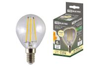 Лампа светодиодная филаментная TDM Electric Е14 6W 2700K прозрачная SQ0340-0277