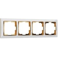 Рамка Snabb на 4 поста белый/золото WL03-Frame-04-white-GD Werkel