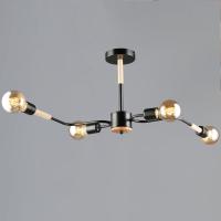 Люстра на штанге Reluce 10070-0.3-04 BK+WOOD