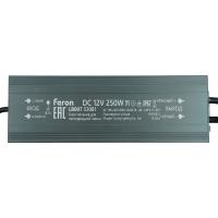 Трансформатор электронный для светодиодной ленты Feron LB007 250W 12V IP67 (драйвер) 53081