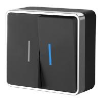 Выключатель двухклавишный с подсветкой Gallant черный/хром WL15-03-03 Werkel