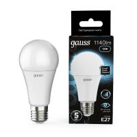 Лампа светодиодная диммируемая Gauss E27 12W 4100K груша матовая 102502212-S