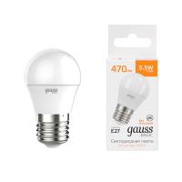 Лампа светодиодная Gauss Basic E27 5,5W 3000K шар белый 30532162