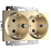 Розетка двойная с заземлением шампань рифленый WL10-SKG-02-IP20 Werkel