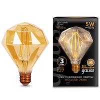 Лампа светодиодная филаментная Gauss E27 5W 2400K золотая 147802005