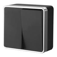 Выключатель двухклавишный Gallant черный/хром WL15-03-01 Werkel