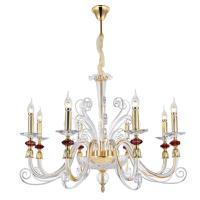 Подвесная люстра Crystal lux CATARINA SP8 V2 GOLD/TRANSPARENT-COGNAC