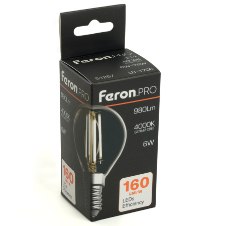 Лампа светодиодная Feron LB-1706 E14 6W 4000K 51257