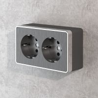 Розетка двойная с заземлением Gallant графит рифленый WL15-02-03 Werkel