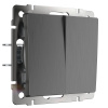 Выключатель  двухклавишный графит рифленый WL04-SW-2G Werkel