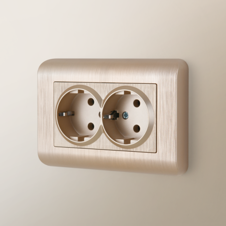 Рамка для двойной розетки шампань WL12-Frame-01-DBL Werkel