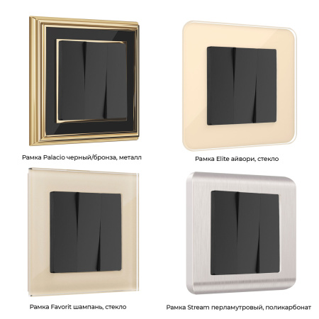 Выключатель трехклавишный черный матовый WL08-SW-3G Werkel