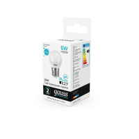 Лампа светодиодная Gauss E27 6W 4100K шар матовый 53226