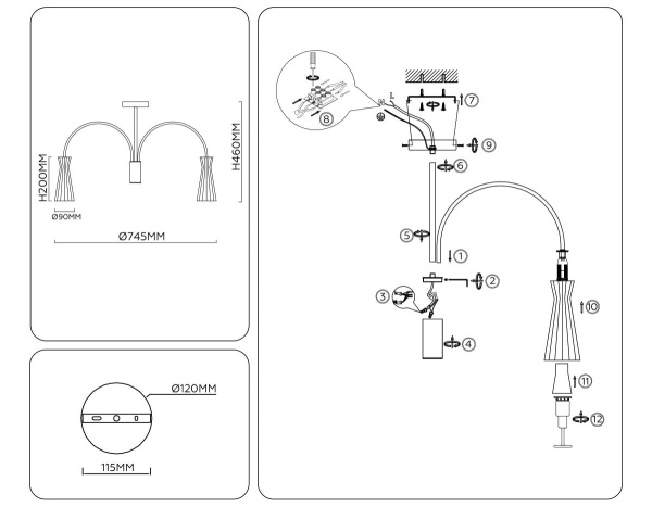 Люстра на штанге Ambrella Light High Light Modern LH55703