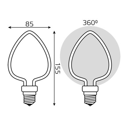 Светодиодная лампа Gauss Filament Artline Heart Е27 4W 2700К 1003802104