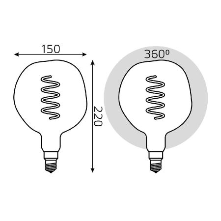 Лампа светодиодная диммируемая филаментная Gauss E27 5W 1800K шар розовый 1007802103