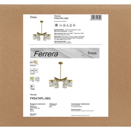 Люстра на штанге Freya Ferrera FR5474PL-06G