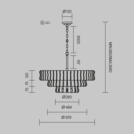 Подвесная люстра Maytoni Boulder MOD538PL-09MG