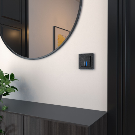 Выключатель Werkel Hammer двухклавишный с подсветкой черный W1220108