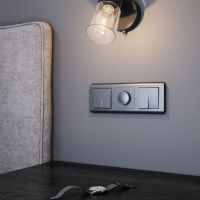 Выключатель одноклавишный с подсветкой графит рифленый WL04-SW-1G-LED Werkel