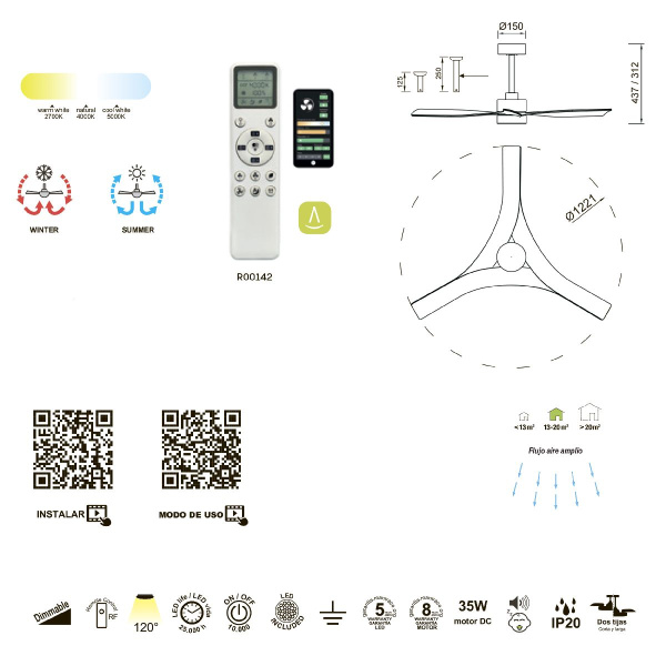 Люстра-вентилятор Mantra Thai 8715