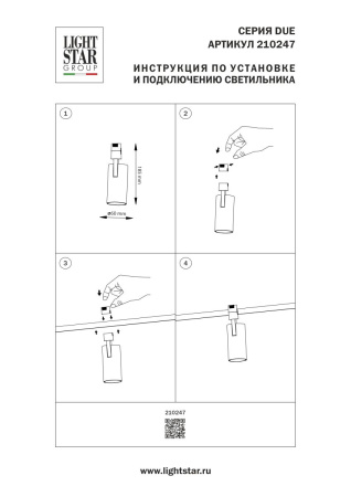 Трековый однофазный светильник Lightstar Due Hermes 210247