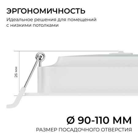 Встраиваемая светодиодная панель Apeyron 3 ССT 06-166