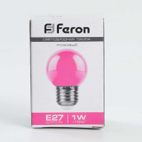 Лампа светодиодная Feron E27 1W RGB розовый LB-37 38123