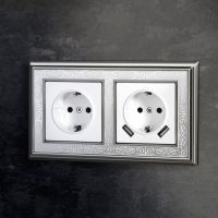 Розетка с заземлением, шторками и USBx2 белая WL01-SKGS-USBx2-IP20 Werkel