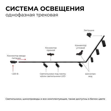 Трековый однофазный светильник Apeyron 16-74
