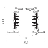 Шинопровод четырехконтактный трехфазный встраиваемый со стыковочными пазами (круглые медные жилы) 3м Lightstar Quattro 503038-R