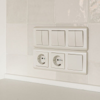 Выключатель  двухклавишный  перламутровый рифленый WL13-SW-2G Werkel