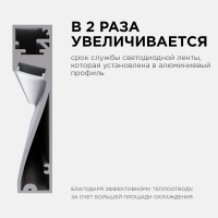 Профиль накладной Apeyron ширина ленты до 12мм (рассеиватель, заглушки - 2шт) 08-43