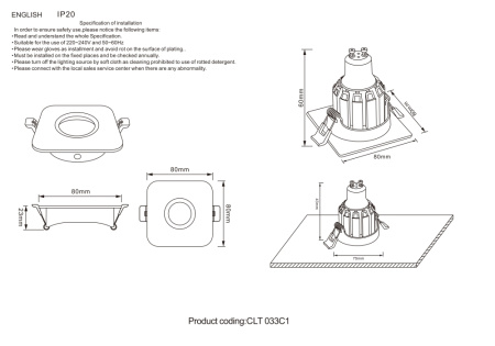 Встраиваемый светильник Crystal Lux CLT 033 CLT 033C1 WH
