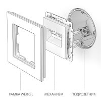 Розетка двойная Ethernet RJ-45 слоновая кость WL03-RJ45+RJ45-ivory Werkel