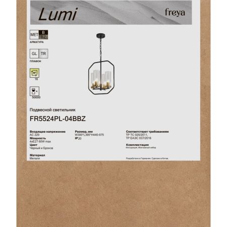 Подвесной светильник Freya Lumi FR5524PL-04BBZ