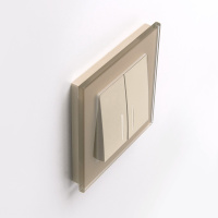 Выключатель двухклавишный с подсветкой шампань WL11-SW-2G-LED Werkel