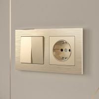 Выключатель  двухклавишный  шампань WL11-SW-2G Werkel