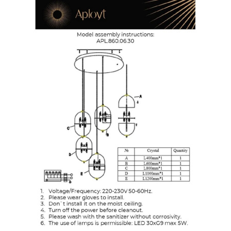 Каскадная люстра Aployt Ludovica APL.860.06.30