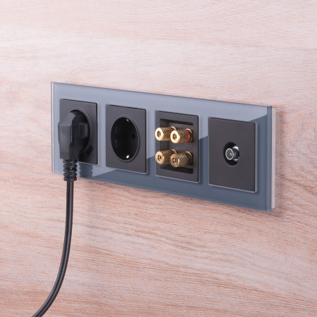 Акустическая розетка х4 черный матовый WL08-AUDIOx4 Werkel