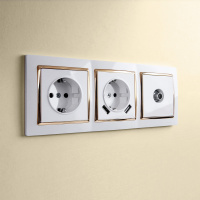 Рамка Snabb на 3 поста белый/золото WL03-Frame-03-white-GD Werkel