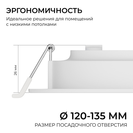 Встраиваемая светодиодная панель Apeyron 3 ССT 06-162